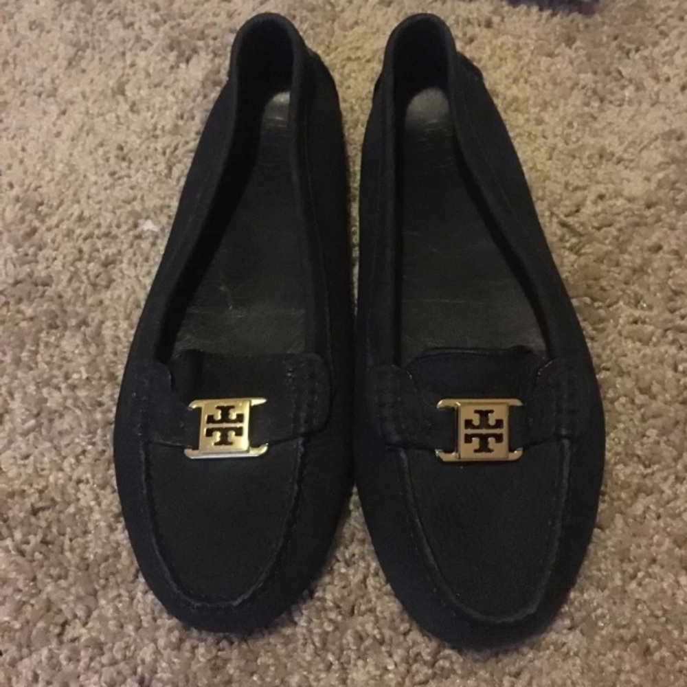 Tory Burch Navy Loafers with Gold Hardware